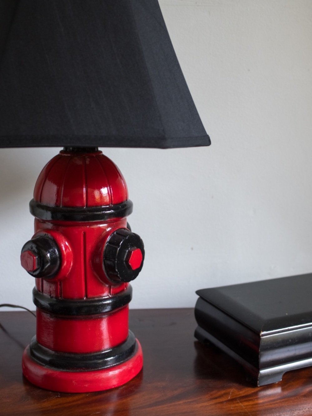 Vintage Chalkware Fire Hydrant Table Lamp 20" | Red & Black | Working | Pop Art